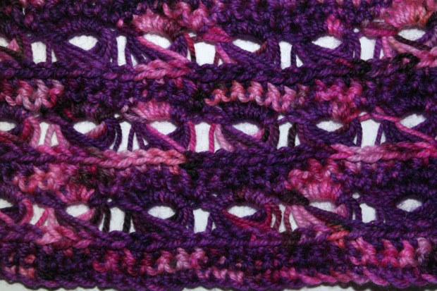 The beautiful fanned, texture of Broomstick Crochet.
