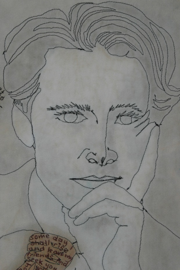 Close-up of Rupert Brooke portrait.