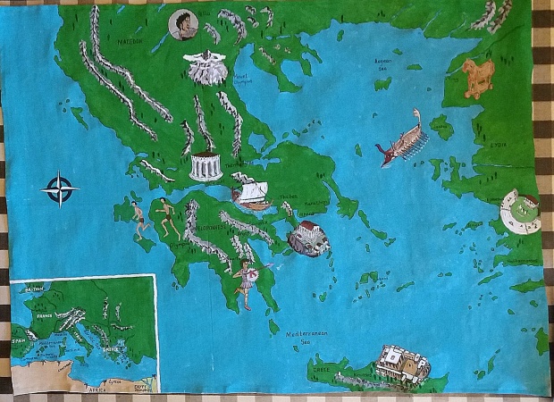 map, canvas, Ancient Greece, schools, interactive, Louise Underwood,